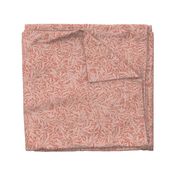 Abstract willow leaves in shades of pink / salmon on a darker salmon / coral - medium scale