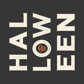 Halloween Typography Tea Towel and Wall Hanging Soft Black Ivory