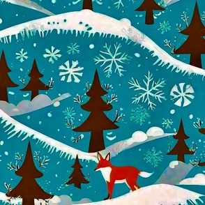 Christmas forest scene with animal