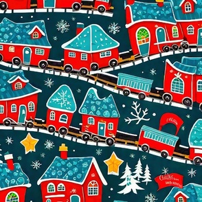 A_Christmas_village_with_a_train_
