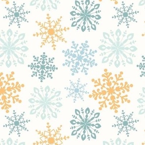 Winter Snowflakes on Blue Background 6in repeat