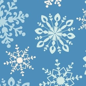 Winter Snowflakes on Blue Background