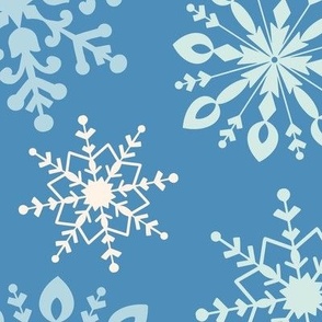 Winter Snowflakes on Blue Background 16in