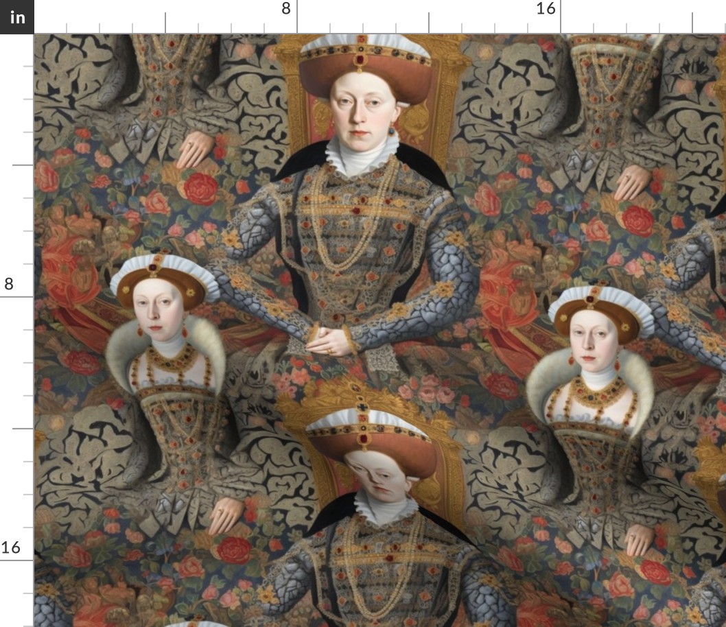 renaissance portrait of queen elizabeth tudor inspired by claude monet
