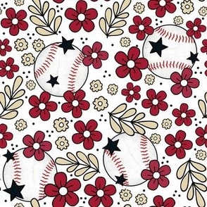 Medium Scale Team Spirit Baseball Floral in Arizona Diamondbacks Colors Sand and Red - Copy