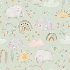 Small Scale elephant pale green