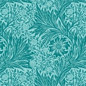 1875 "Marigold" by William Morris in Teal - Coordinate