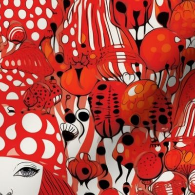 red mushroom queen in the geometric forest