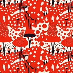 red queen in the wonderland of polka dot mushrooms