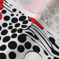 geometric red white and black polka dot fun