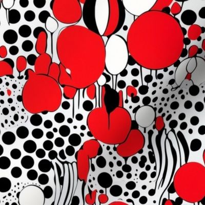 geometric red white and black polka dot fun