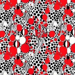 geometric red white and black polka dot fun