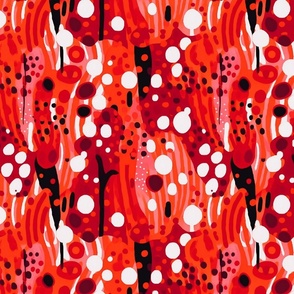 abstract red polka dot forest
