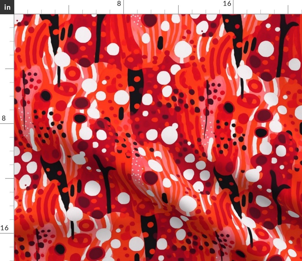 abstract red polka dot forest