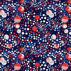 polka dots of red white and blue