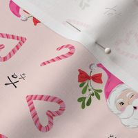 Pink Candy cane  Mistletoe Santa Claus