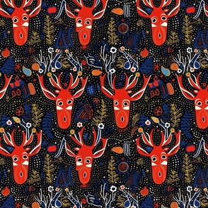 tribal reindeer in the abstract forest