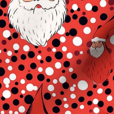 black and white polka dot santa claus