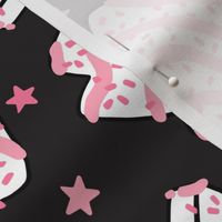 White and Pink Christmas Tree Cakes Darkest Grey Background - Large Scale