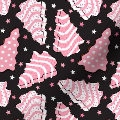 Assorted Pink Christmas Tree Cakes Darkest Grey Background - Small Scale