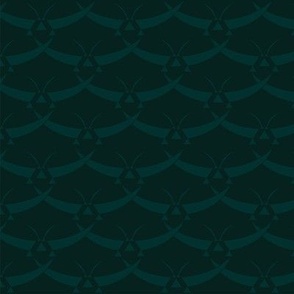 Japanese Butterfly Large Abstract Pattern in Dark Green 