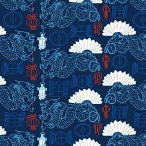 Year of Dragon 2024 Navy & Red
