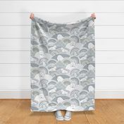 Winter Nap Time- Arctic Animals- Winter Sunshine- Polar Bear- Seal- Snow Owl- Narwal- Nursery Wallpaper- Kids Bedding- Gray- Grey- Neutral- Extra Large