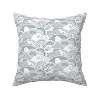 Winter Nap Time- Arctic Animals- Winter Sunshine- Polar Bear- Seal- Snow Owl- Narwal- Nursery Wallpaper- Kids Bedding- Gray- Grey- Neutral- Small