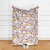 Winter Nap Time- Arctic Animals- Winter Sunshine- Polar Bear- Seal- Snow Owl- Narwal- Nursery Wallpaper- Kids Bedding- Mauve- Pink- Gold- Wallpaper Extra Large