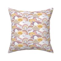 Winter Nap Time- Arctic Animals- Winter Sunshine- Polar Bear- Seal- Snow Owl- Narwal- Nursery Wallpaper- Kids Bedding- Mauve- Pink- Gold- Wallpaper Small