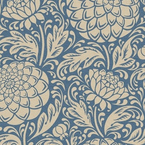 (L) dahlia garden-arts and crafts-provincial blue-large scale