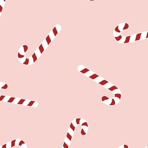 Christmas Candy canes on pink large 