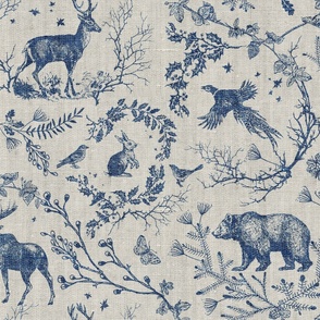 Winter Woodland Toile (navy) XXLRG