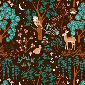 Woodland Night Life - Warm - Medium Scale