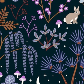 Woodland Night Life - Ultra Violets - Large Scale