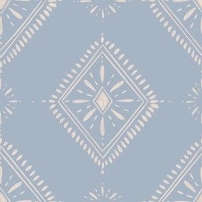 Decorative bohemian Diamonds in ivory and Baby blue tones