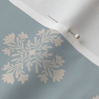 Damask Decorative blossoms in baby blue and Beige tones