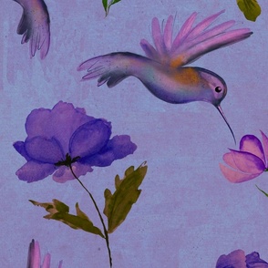 Hummingbird feeding purple