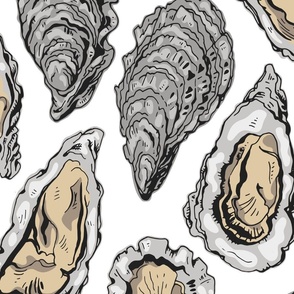 Oysters on white background 21"