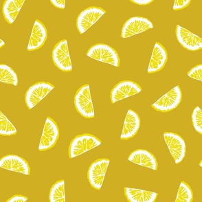 Lemon slices on yellow background 21"