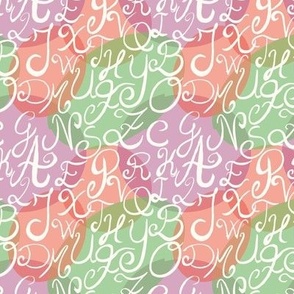 Lettering fabric with coloured background, small 4,5 inches
