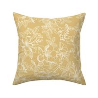 Art Nouveau florals in marigold yellow and beige 