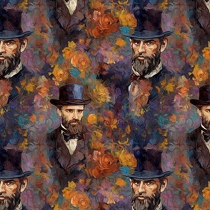 victorian portrait of president abe lincoln inspired by claude monet