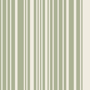skinny varied vertical stripes - creamy white_ light sage green - simple