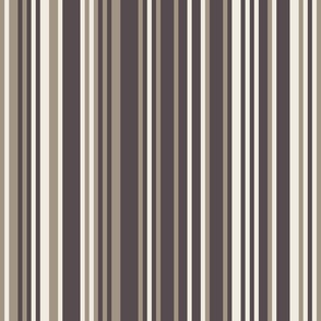 skinny varied vertical stripes - creamy white_ khaki brown_ purple brown - simple