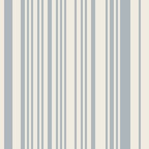 skinny varied vertical stripes - creamy white_ french grey blue - simple