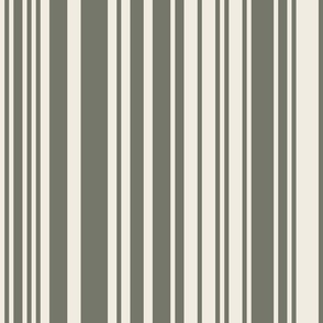 skinny varied vertical stripes - creamy white_ limed ash green - simple