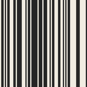 skinny varied vertical stripes - creamy white_ raisin black - simple black and white barcode stripe