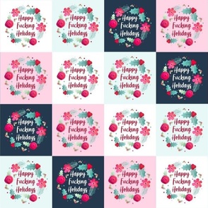 3x3 Panels Happy Fucking Holidays Sarcastic Sweary Christmas for Peel and Stick Wallpaper Swatch Stickers Labels Gift Tags Iron on Patches