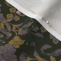 Historical Art nouveau Florals with Abstract colour tones of pink, yellow and black